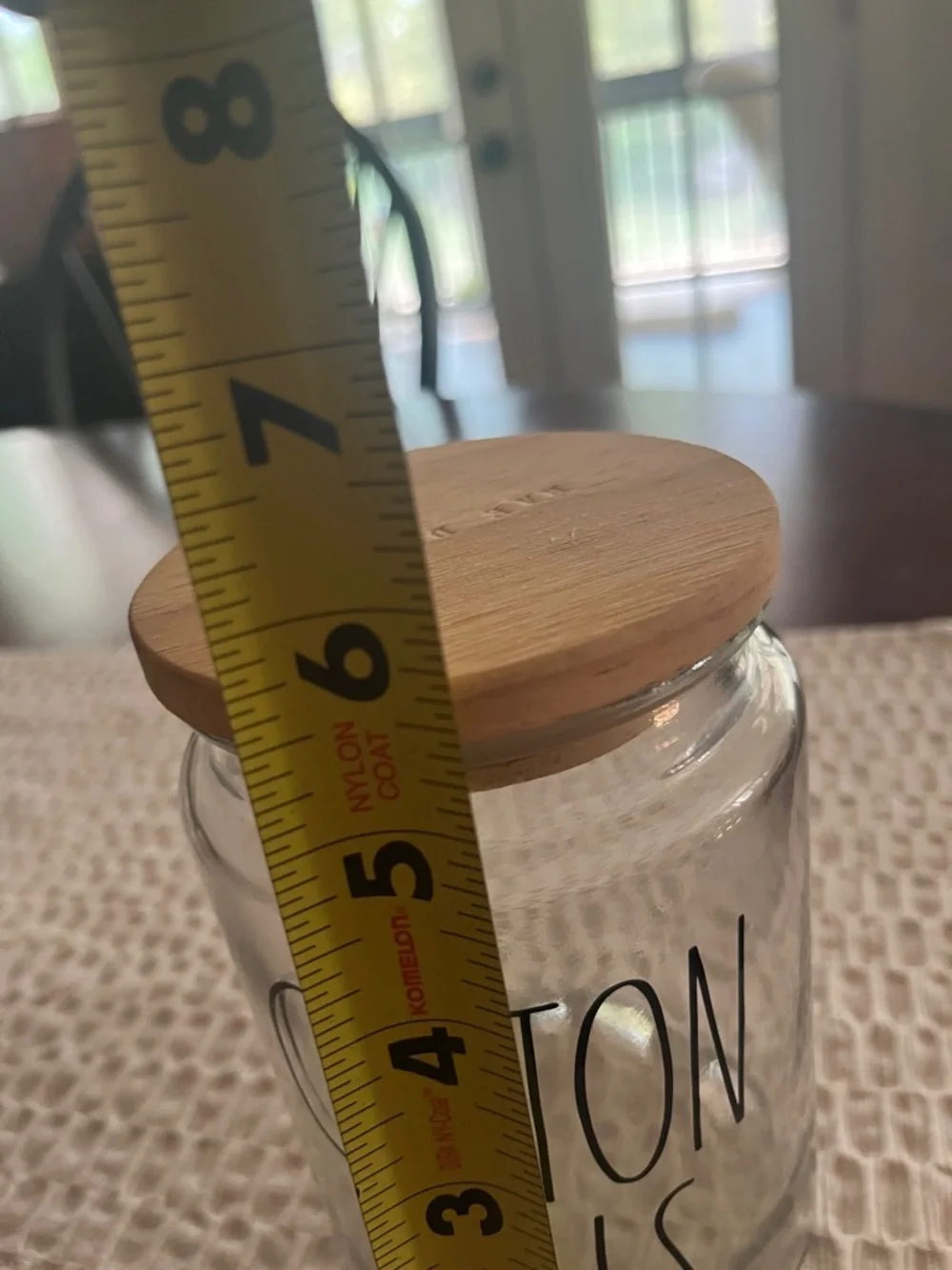 Glass Cotton Balls Jar with Wood Lid